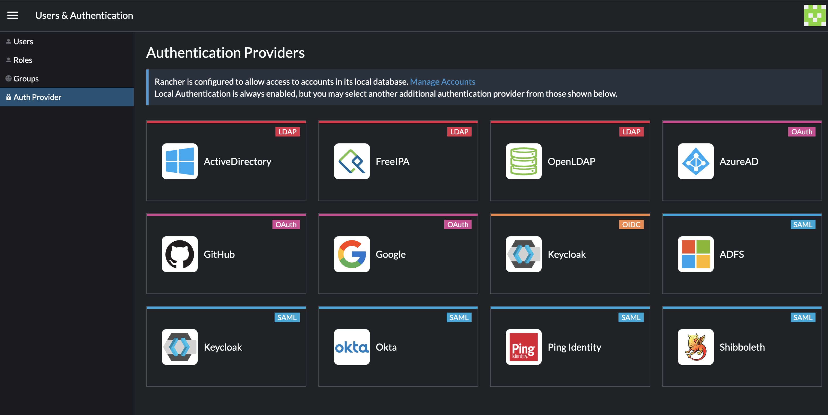 Auth providers