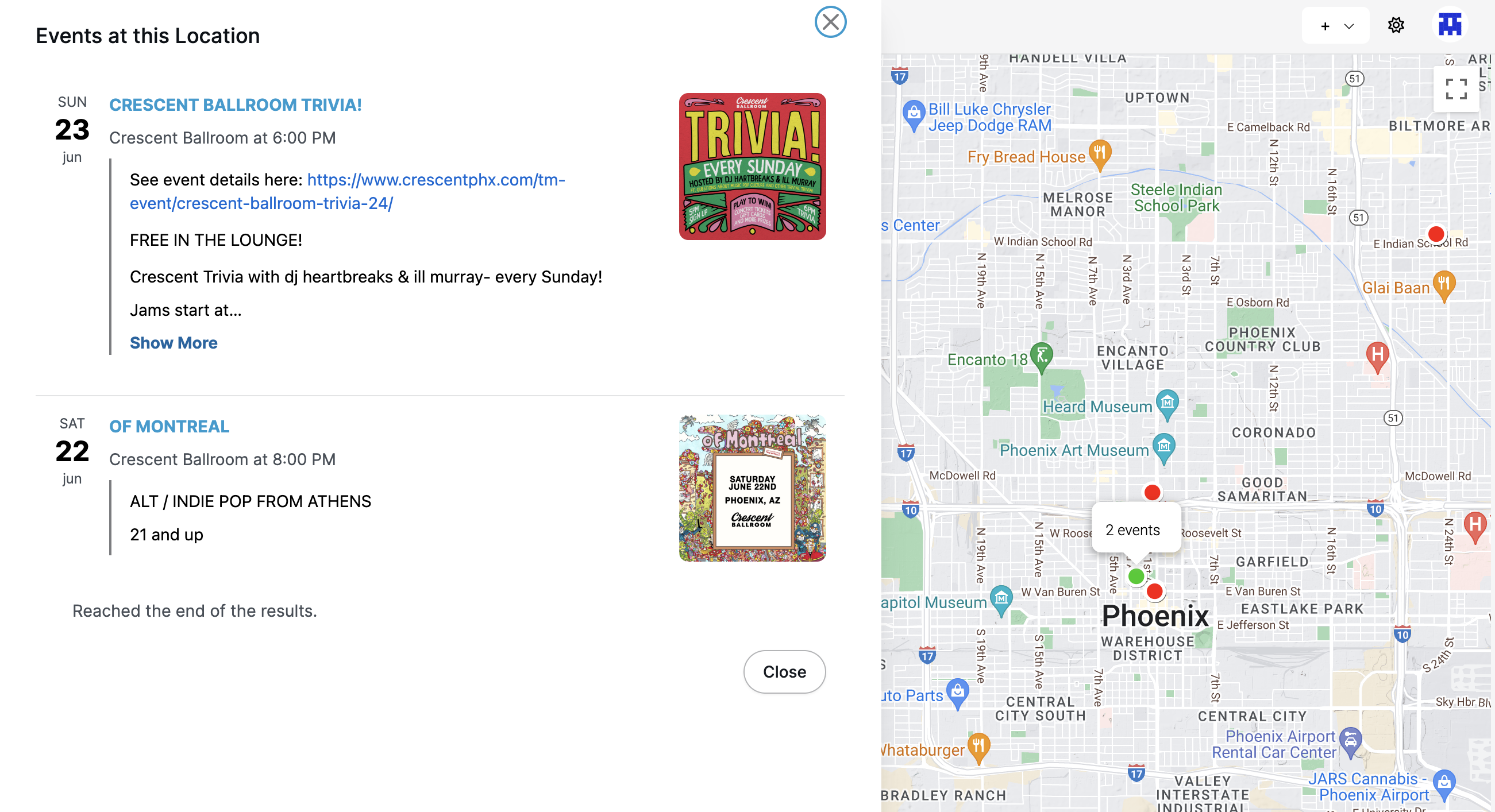 Clicking map marker with multiple events