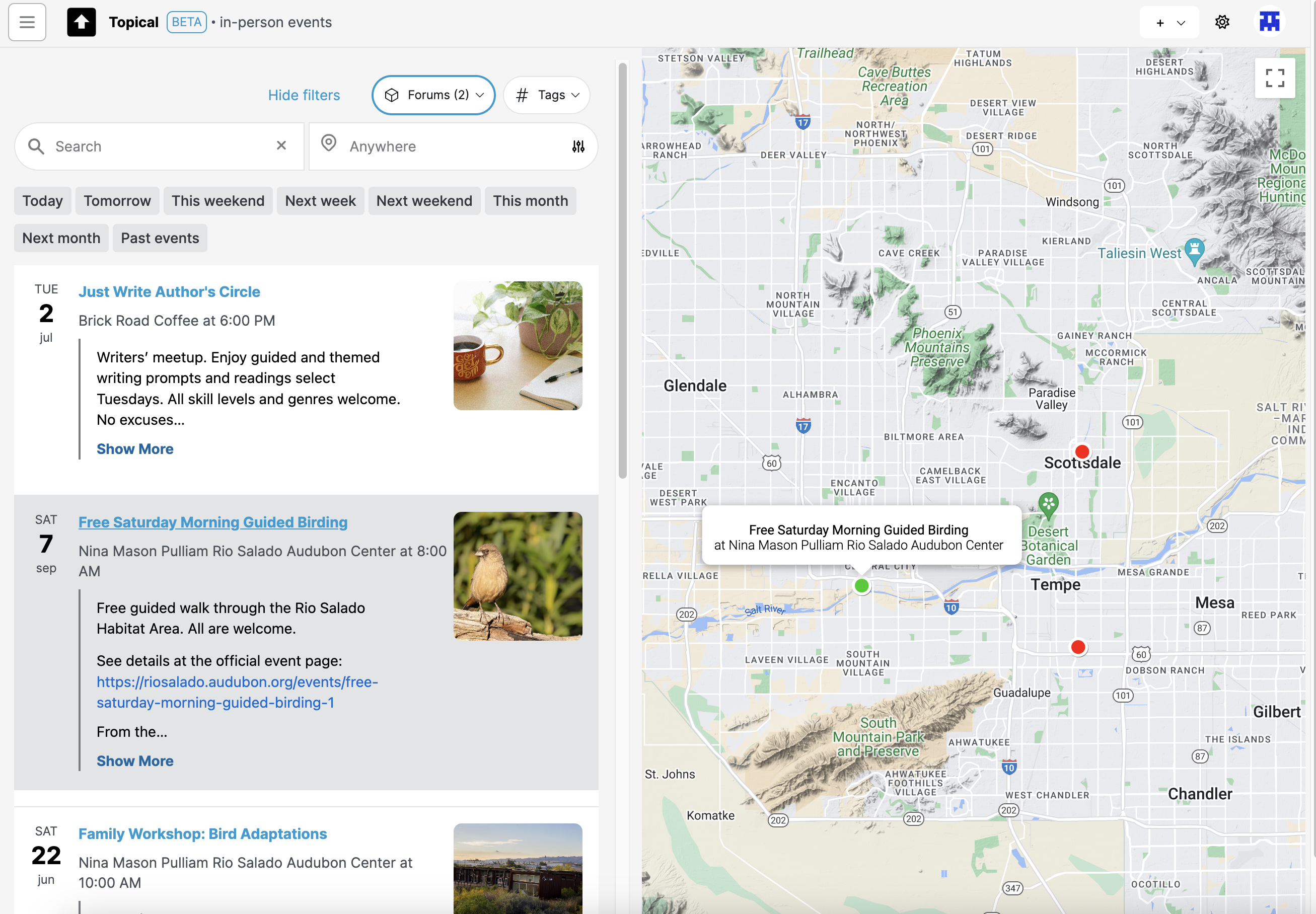 Highlighting an item on the map filtered by forums