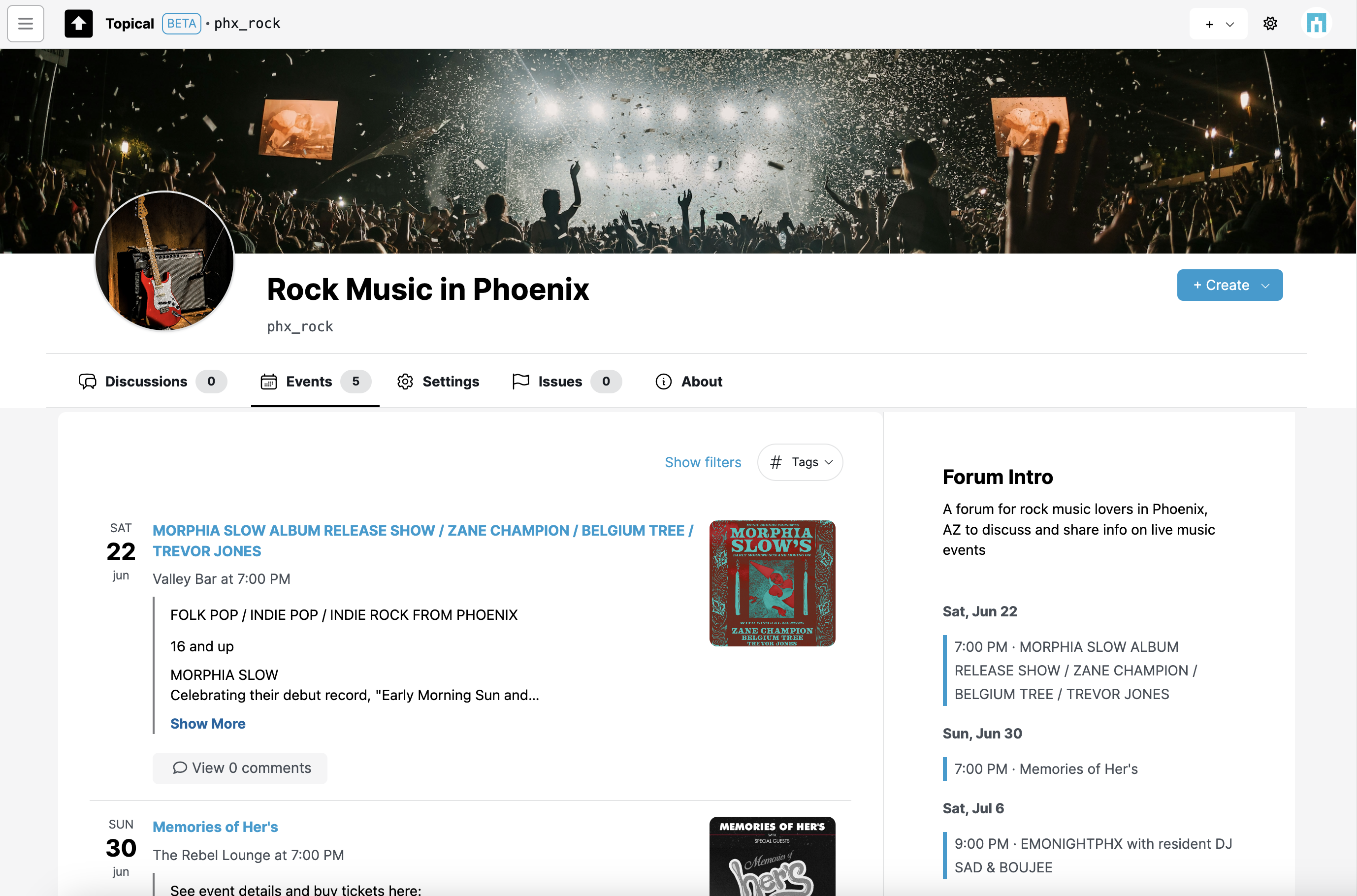 Phoenix rock event list